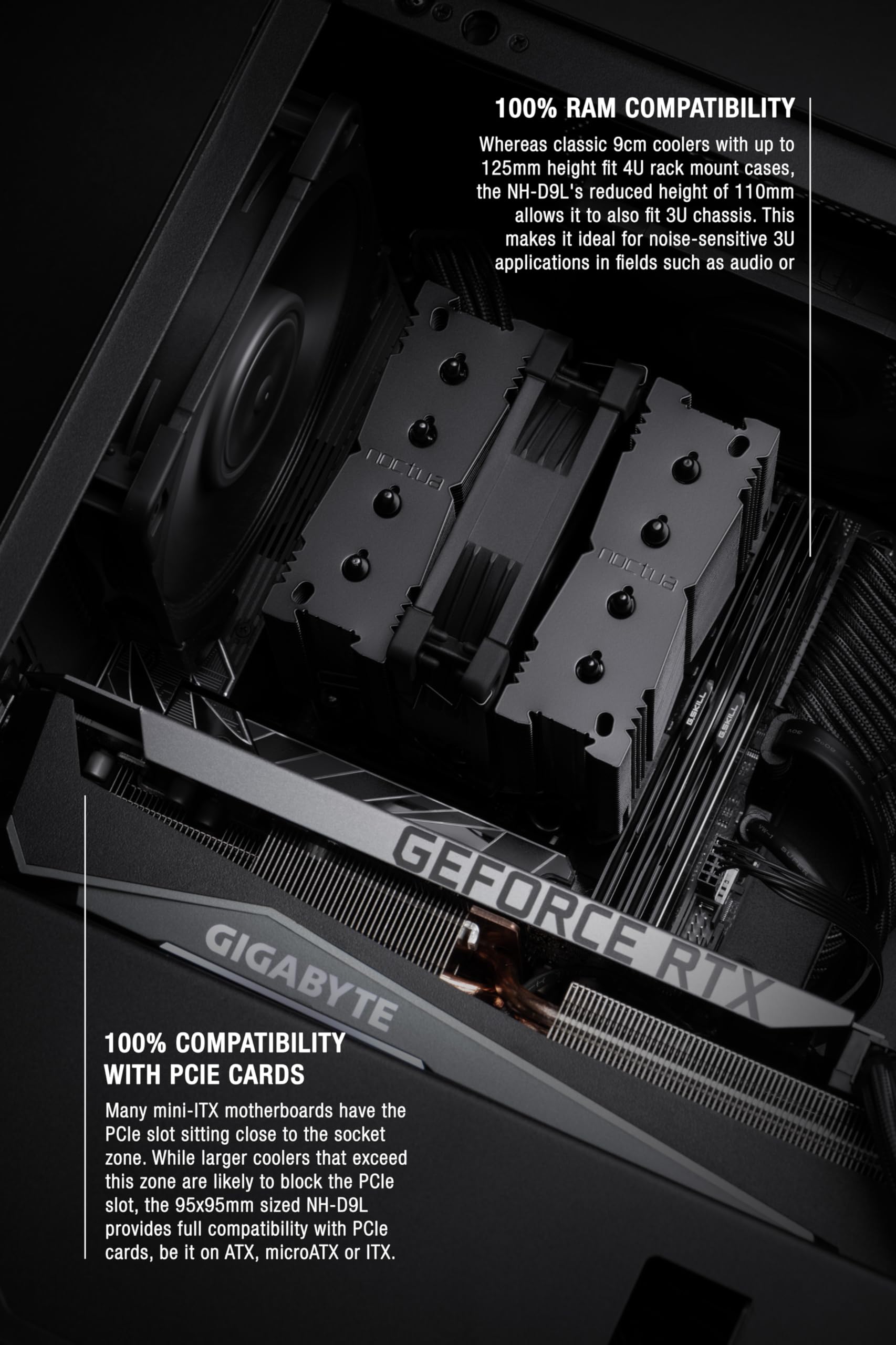 Noctua NH-D9L chromax.Black Premium CPU Cooler with NF-A9 92mm PWM Fan - High Performance Air Cooling for Intel/AMD PCs - Perfect for Gaming Rigs, Workstations & Compact Builds