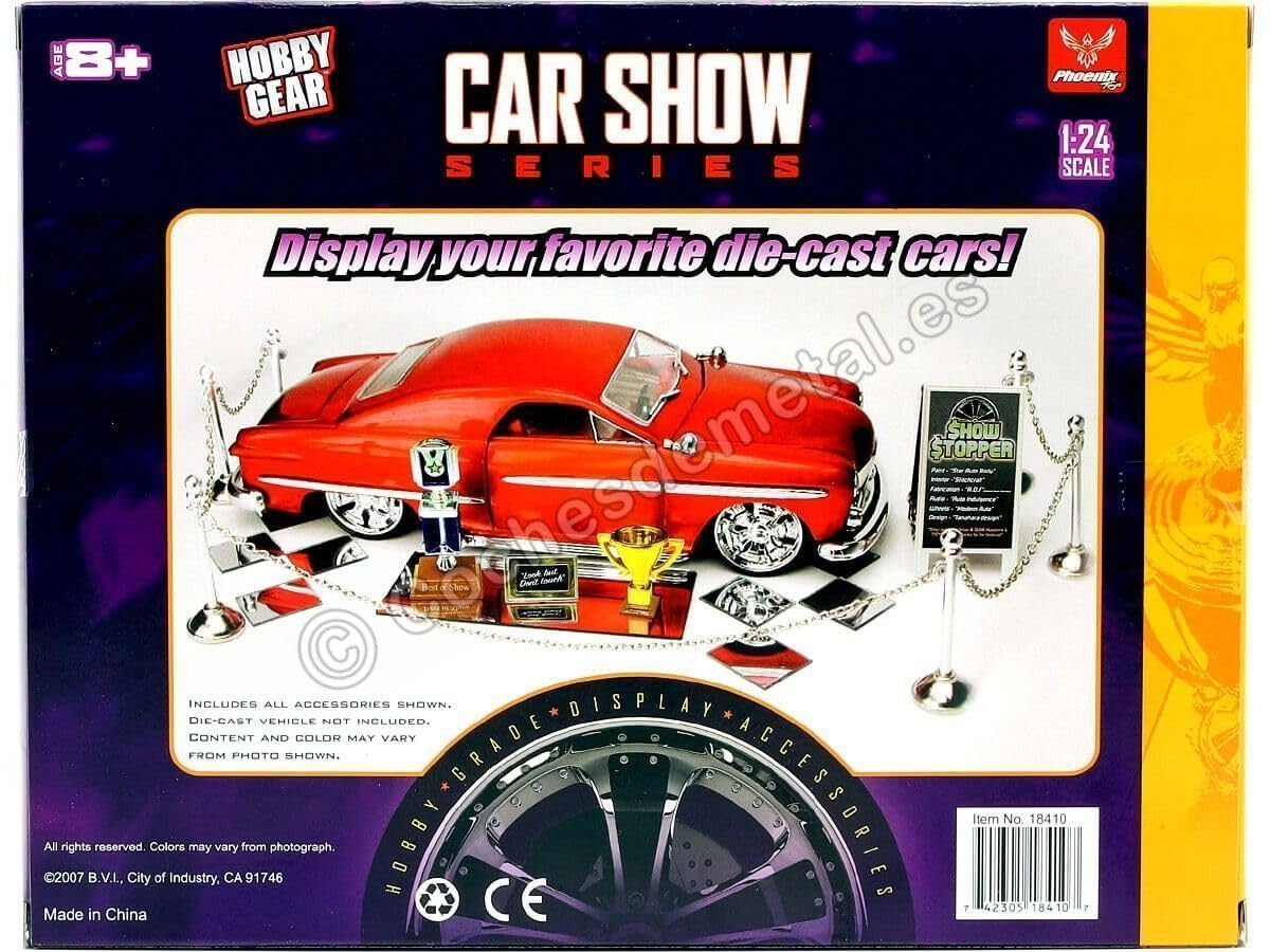 Phoenix Toys 1/24 Scale Model Car Trophy & Accessories Set - Winner's Collection for Car Shows & Competitions | Perfect for Display Cases, Awards Ceremonies, and Collector Showcases