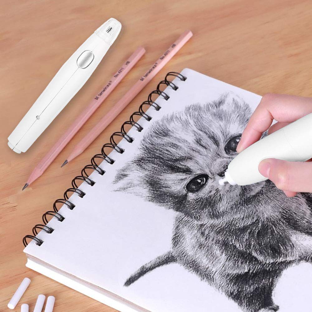 Zerodis Rechargeable Electric Pencil Eraser - USB Powered Eraser with 16 Replacement Refills, Battery Operated White Eraser for Artists & Students - Perfect for Sketching, Drawing & Office Use