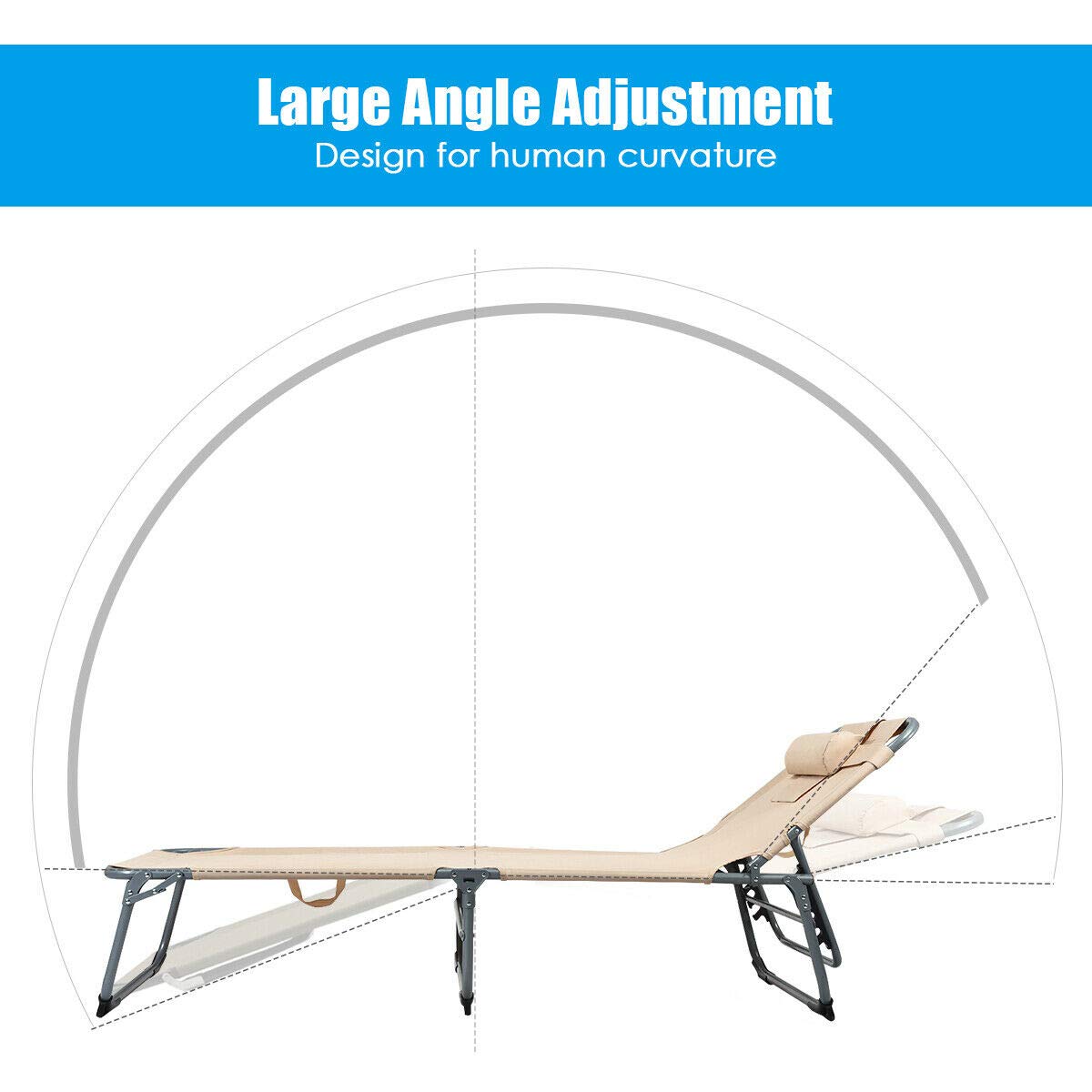Adjustable Folding Chaise Lounge Chair Bed - Portable Recliner for Beach, Patio, Camping & Indoor Use - Outdoor & Living Room Furniture - Perfect for Relaxing, Sunbathing, and Lounging