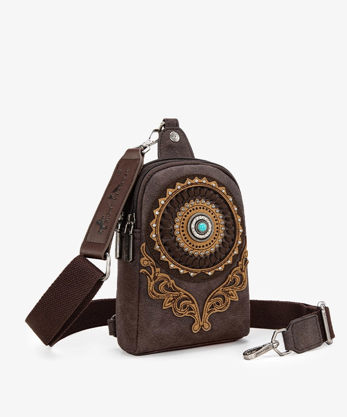 Montana West Concho Cut Out Sling Bag for Women - Stylish Crossbody Purse with Western Design - Perfect for Travel, Shopping & Everyday Use
