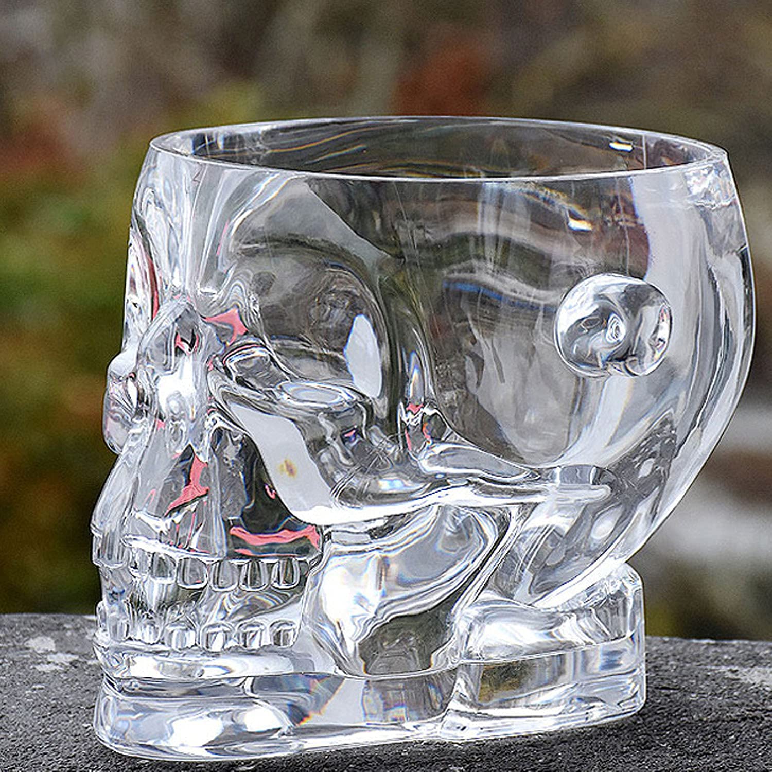 Skull Ice Bucket - Clear Hard Plastic Drink Cooler with Metal Tongs - Perfect for Halloween Parties, Cocktail Serving & Themed Events