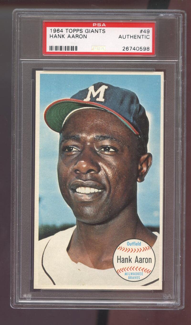 1964 Topps Giants #49 Hank Aaron Milwaukee Braves PSA Authentic Graded Baseball Card - MLB Collectible for Sports Memorabilia & Display