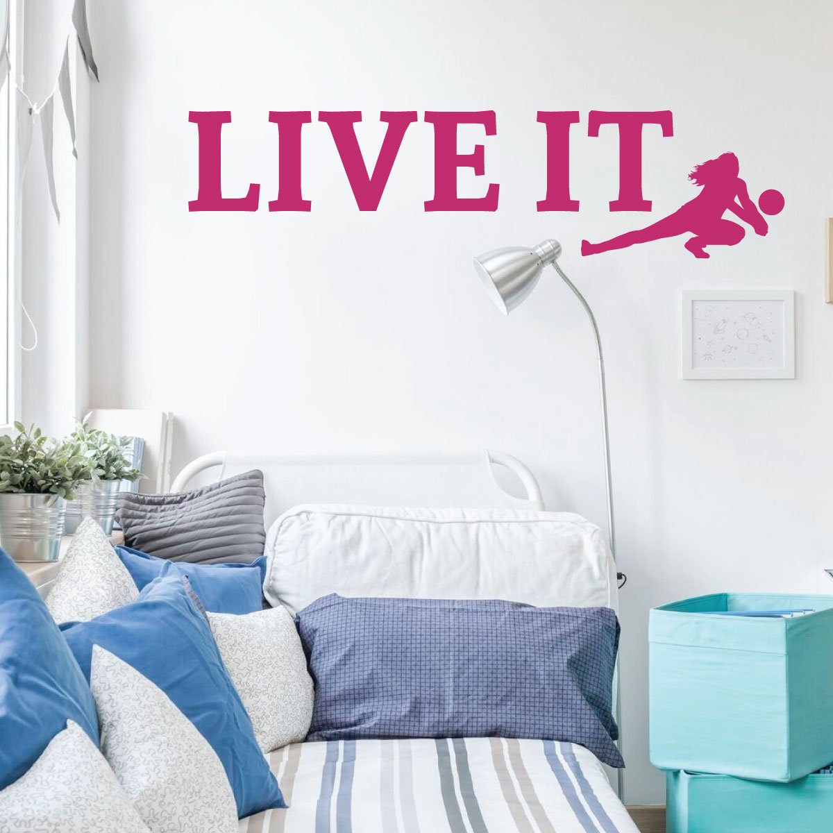 Volleyball Wall Decal - 'Live It' Vinyl Sticker for Girls Bedroom & Playroom - Sports Themed Room Decor - Perfect for Volleyball Lovers & Teen Athletes