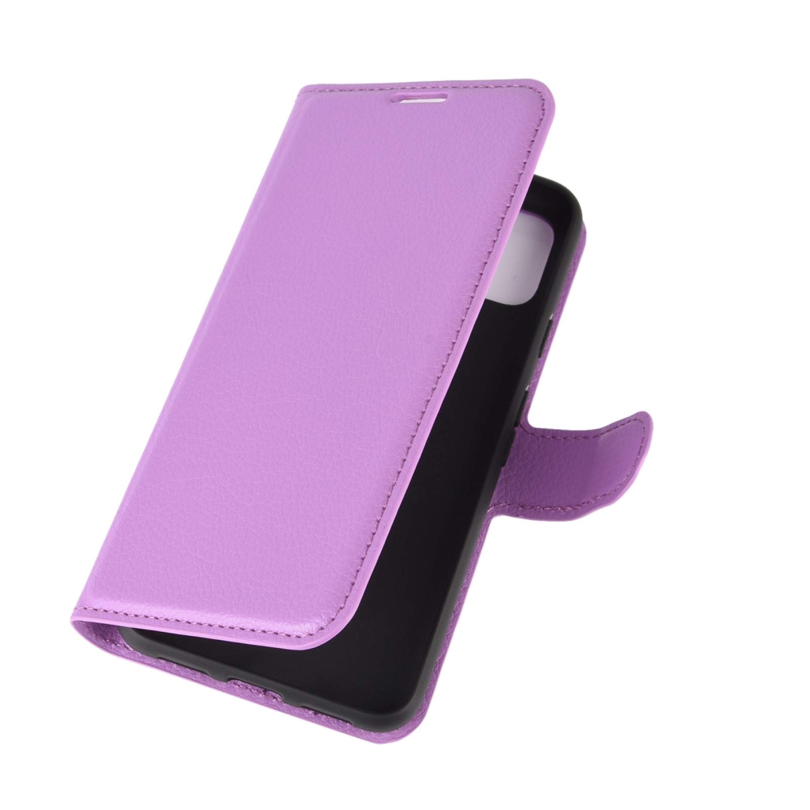 Google Pixel 5 XL Wallet Case - Litchi Texture Flip Cover with Card Slots & Holder | Purple for Daily Use