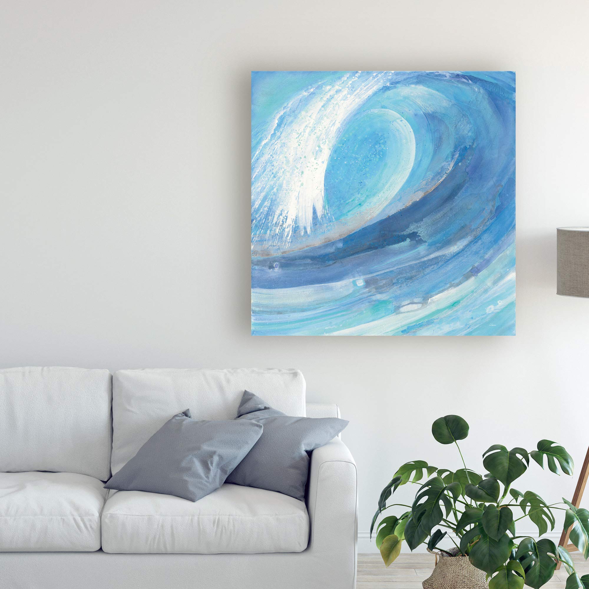 Surfs Up Waves by Albena Hristova - 18x18 Inch Premium Canvas Wall Art - Trademark Fine Art - Perfect for Beach House Decor, Coastal Living Room & Ocean Themed Bedroom
