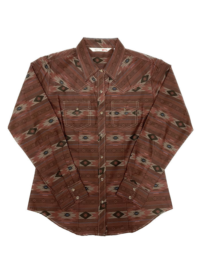 Ely Cattleman 15324956 Women's Long Sleeve Western Shirt in Burgundy - Perfect for Rodeo, Country Music Concerts & Western Fashion