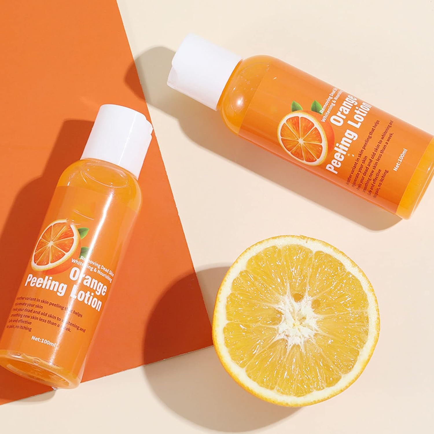2PCS Orange Peeling Lotion - Exfoliating Body & Face Gel for Dead Skin Removal on Neck, Knees & Feet | Gentle Instant Exfoliator for Smooth Skin - Perfect for Spa Days & At-Home Skincare Routine