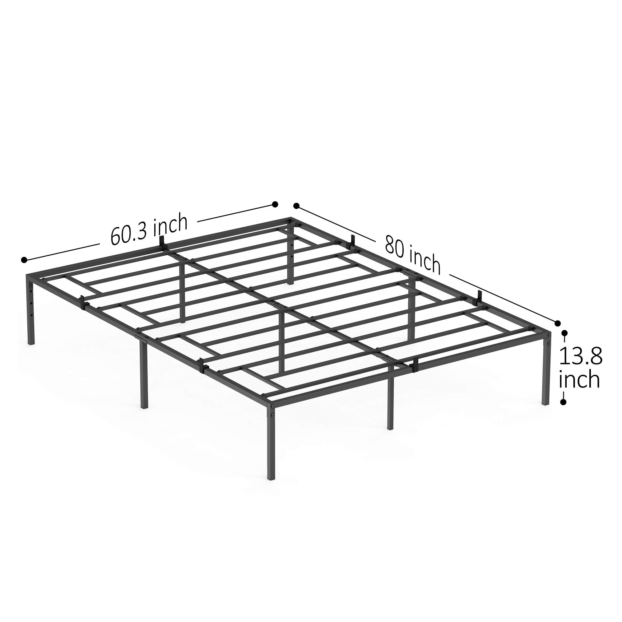 14 Inch Heavy Duty Metal Queen Bed Frame Platform - No Box Spring Needed, Sturdy Steel Slat Mattress Foundation, Easy Assembly, Quiet & Stable - Perfect for Master Bedrooms, Guest Rooms & Small Spaces