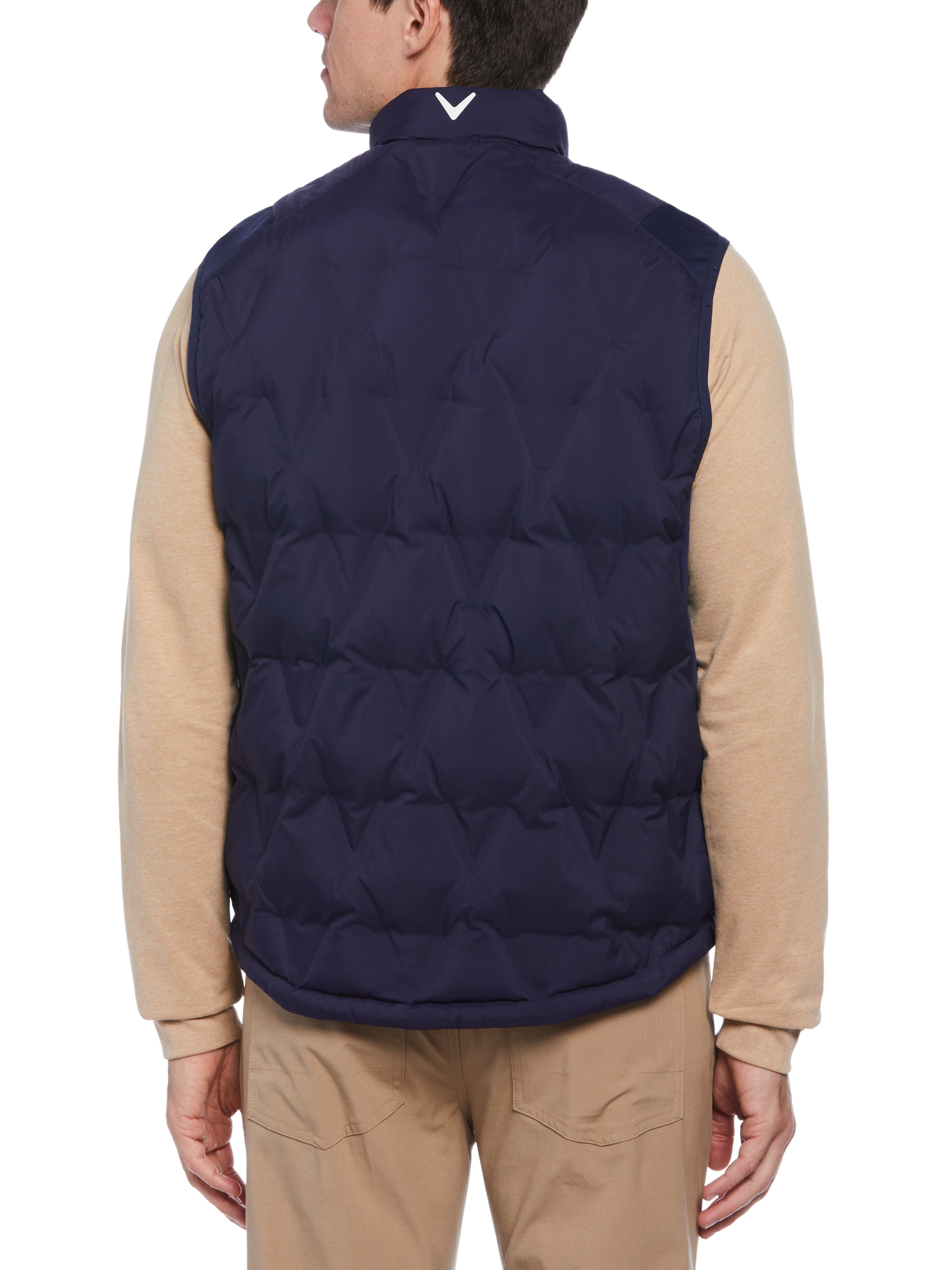 Men's Welded Chevron Print Full Zip Puffer Golf Vest - Lightweight Warm Winter Jacket for Golfing, Hiking & Outdoor Activities