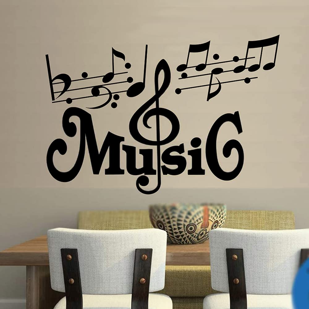 Music Wall Decals - Vinyl Wall Stickers with Musical Notes & Quotes for Home Decor, Nursery, Bedroom & Office - Easy Peel & Stick Wall Art