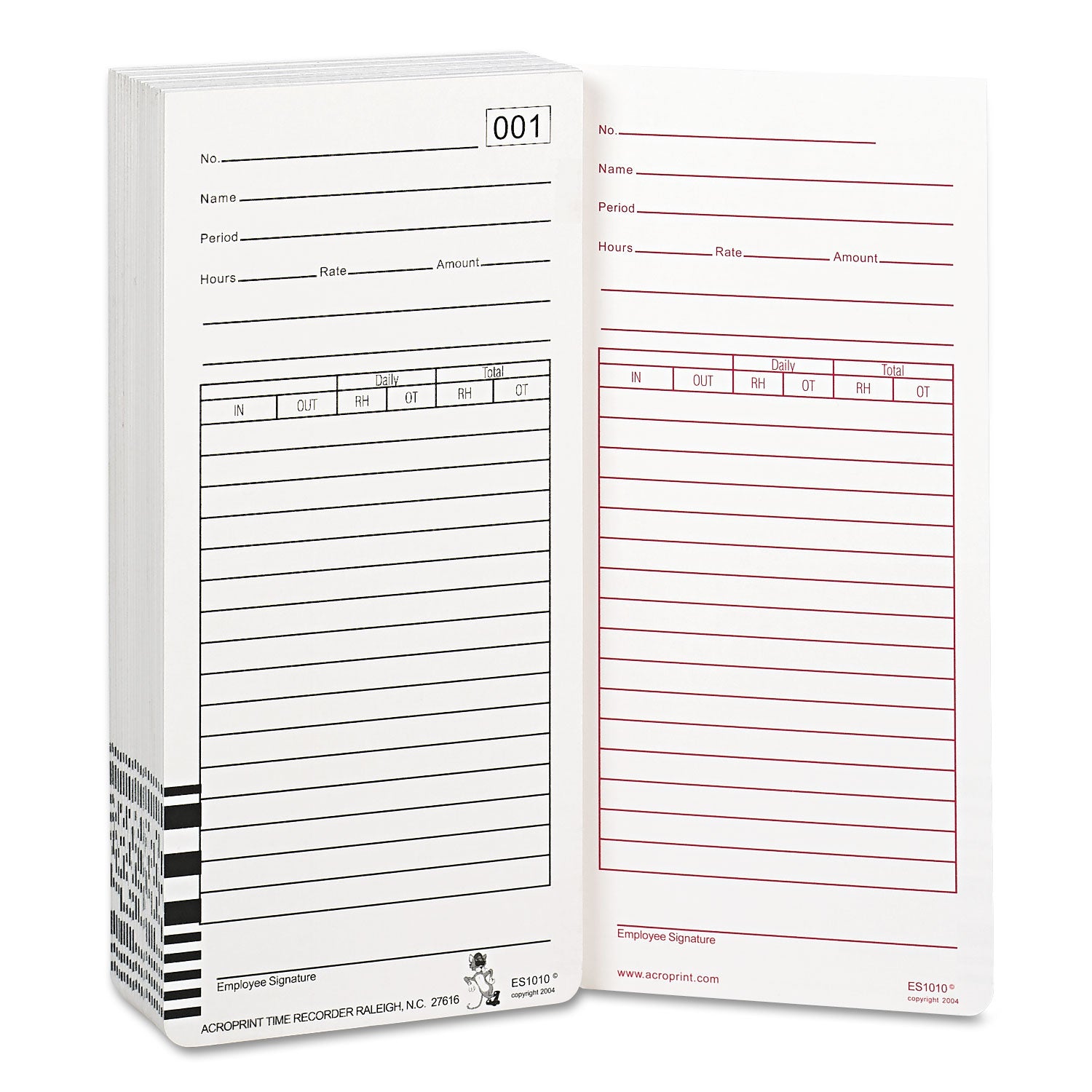 Acroprint® Time Clock Cards for Acroprint ES1000 - 2-Sided, 3.5