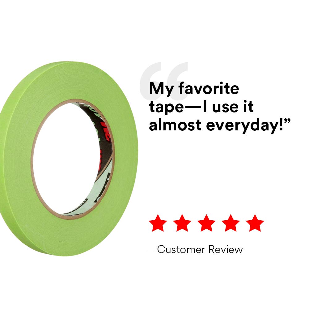 3M 401+ High Performance Masking Tape - Green, 12mm x 55m - Strong Adhesive for Automotive, Industrial & Specialty Vehicles - Case of 48 Rolls - Perfect for Painting, Detailing & Surface Protection