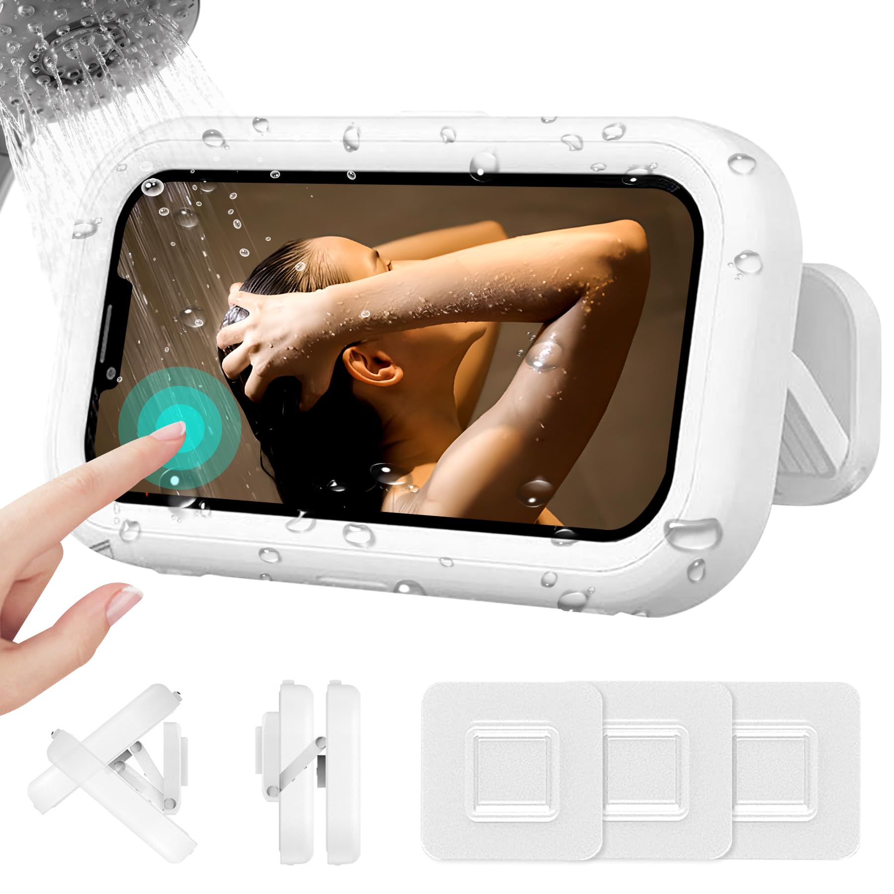 **CoguZed Waterproof Phone Holder for Shower - 2023 Upgraded 480° Rotating Suction Cup Mount - Compatible with iPhone 15/14/13/12/11 Pro Max, Samsung Galaxy S23/S22/S21 (Up to 7