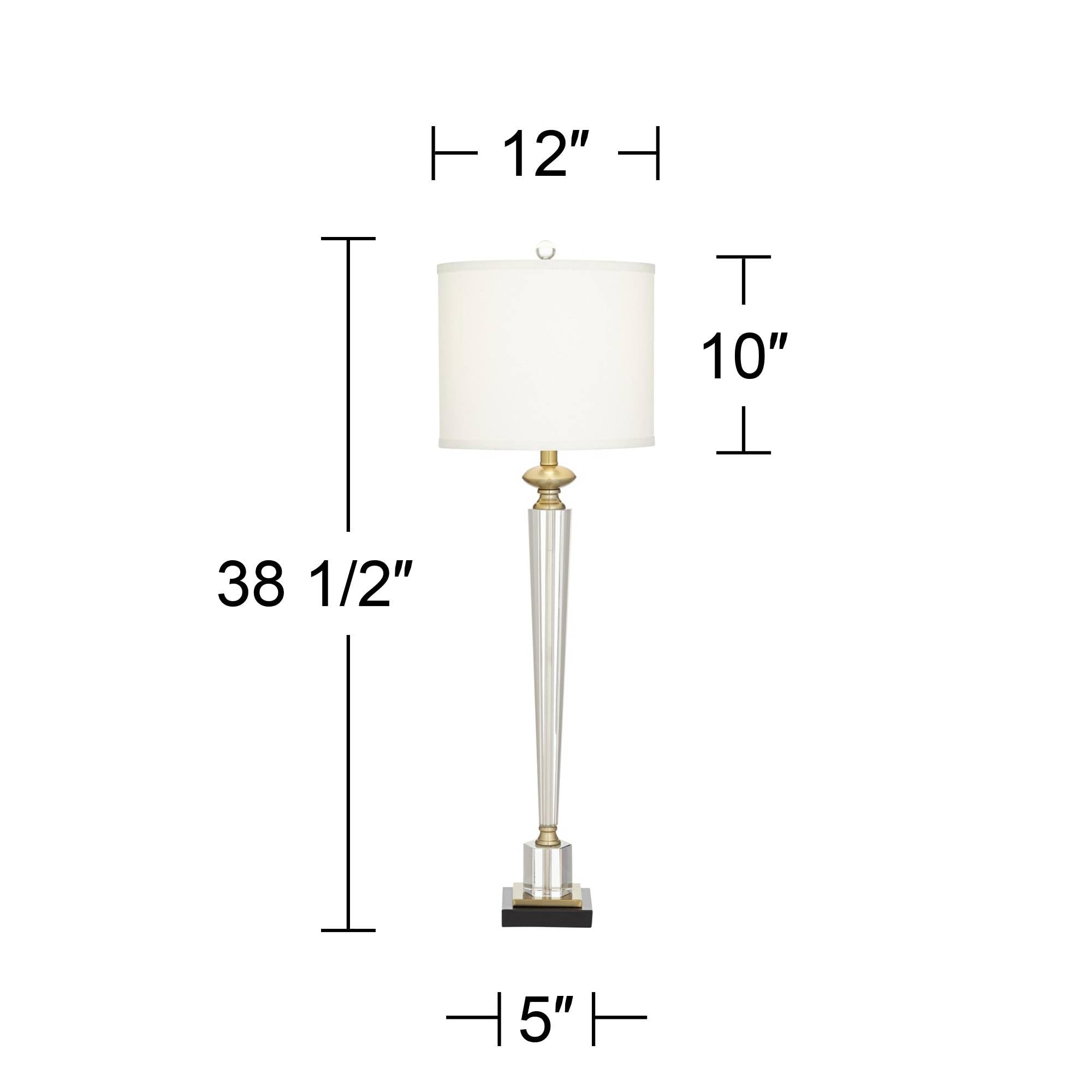 Vienna Full Spectrum Modern Table Lamps - Set of 2 Clear Crystal Glass Hexagonal Column Lamps with White Drum Shade, 38.5