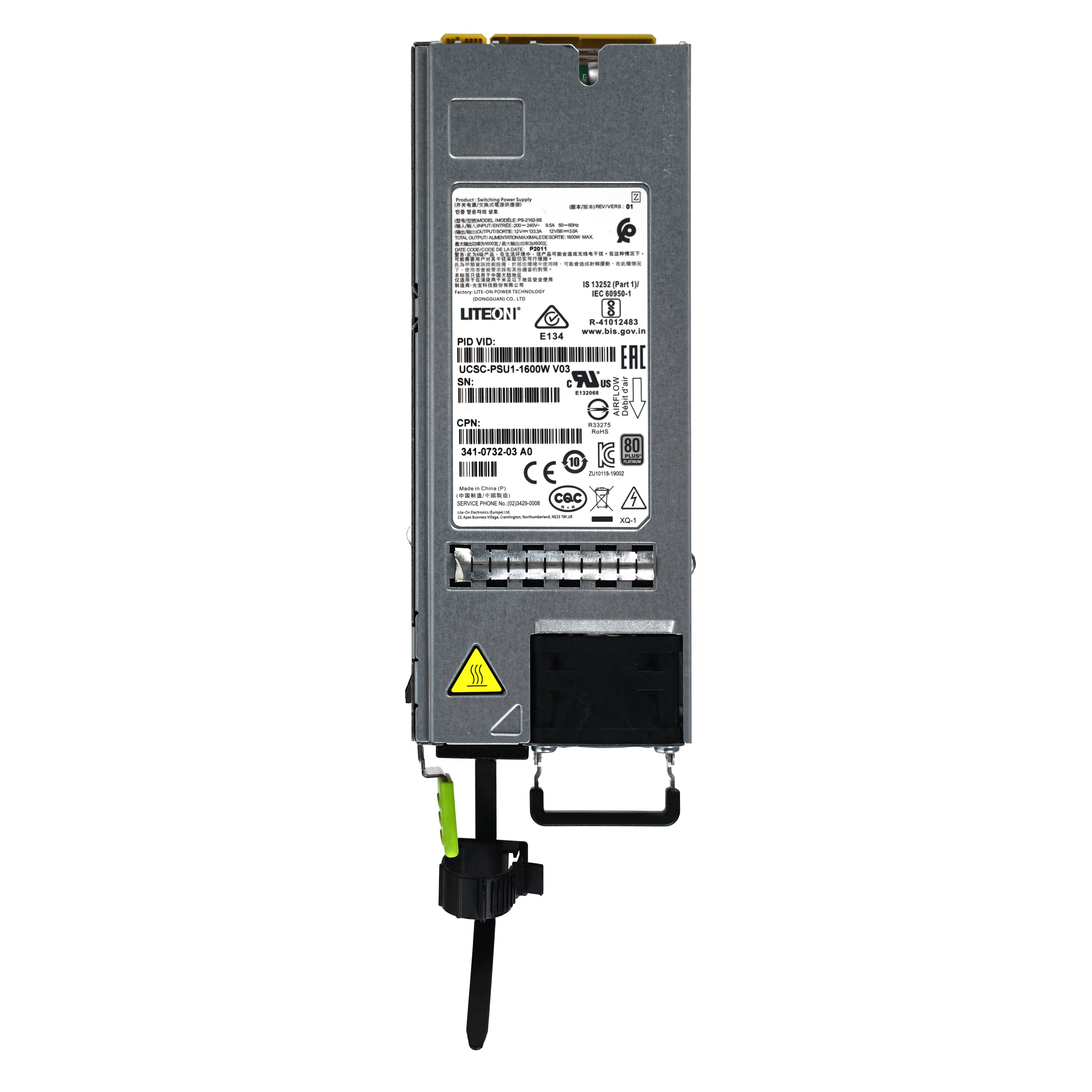 Cisco UCS 1400W Power Supply Unit (PSU) - 100-240V AC Input - Model 341-0732-03 A0 - UCSC-PSU1-1600W-V03 - Replacement Server PSU for Data Centers & Enterprise IT Infrastructure