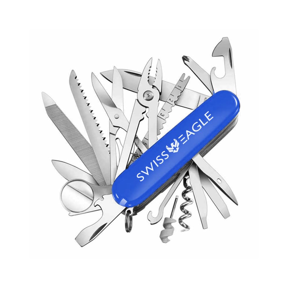 Swiss Eagle Premium Multi-Tool Pocket Knife for Men - 30-in-1 Stainless Steel Survival Tool with Pliers, Screwdrivers & More - Perfect for Camping, Hiking, Outdoor Adventures & Everyday Carry (EDC)