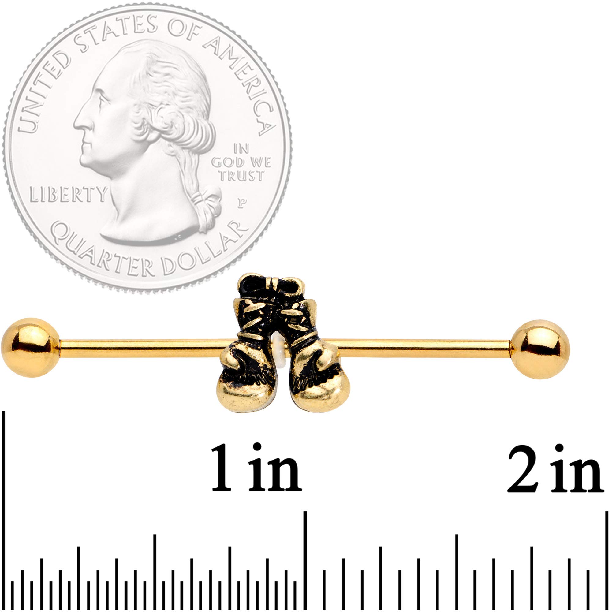 14G PVD Steel Helix Cartilage Earring - Sports Boxing Gloves Industrial Barbell (1.5 Inch) - Body Jewelry for Athletes & Gym Enthusiasts - Perfect for Workouts, Boxing & Body Piercing Fashion