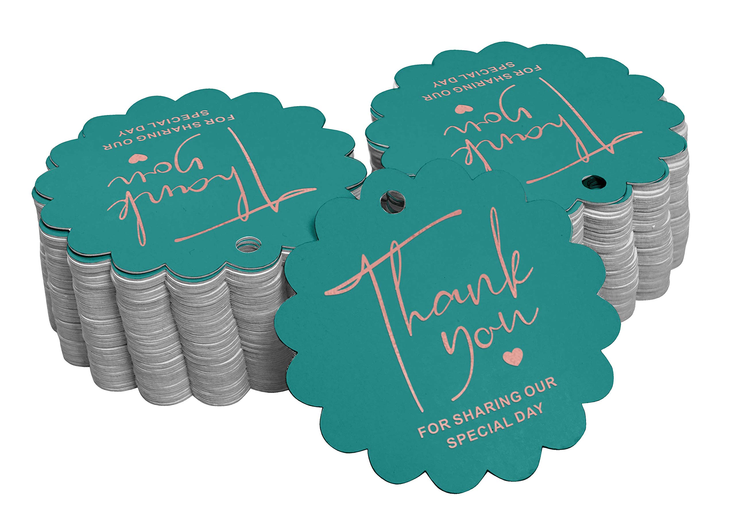 50 Pack Thank You Tags with Rose Gold Foil - Perfect for Bridal Showers, Baby Showers, Weddings, Birthdays & Retirement Parties - Elegant Favor Tags for DIY Crafts & Gift Decorations