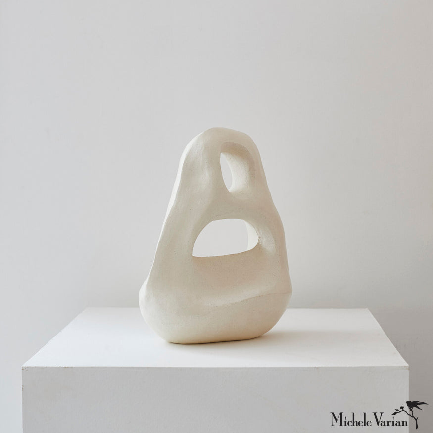 Unique OQ Stoneware Sculpture - Handcrafted Ceramic Art Piece for Home Decor, Office Display & Gift Giving