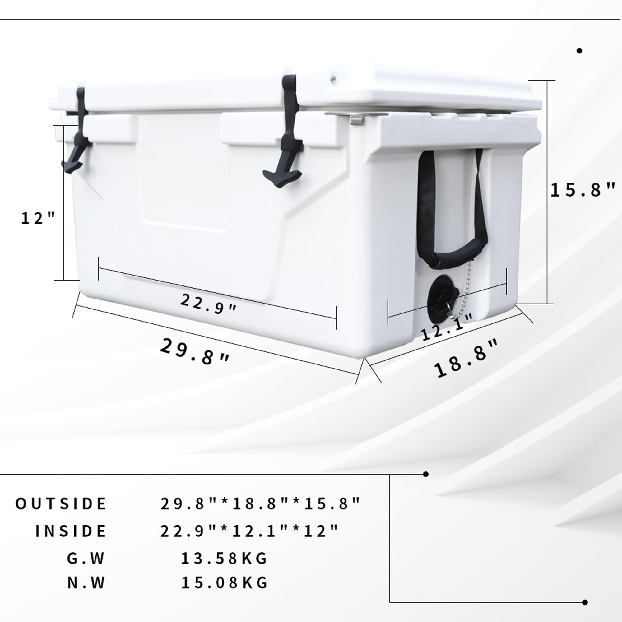 65QT Heavy Duty Outdoor Cooler with Wheels & Handle - Portable Ice Chest for Camping, Fishing, Beach, Picnics & Tailgating - Perfect for Road Trips, Backyard BBQs & Outdoor Adventures