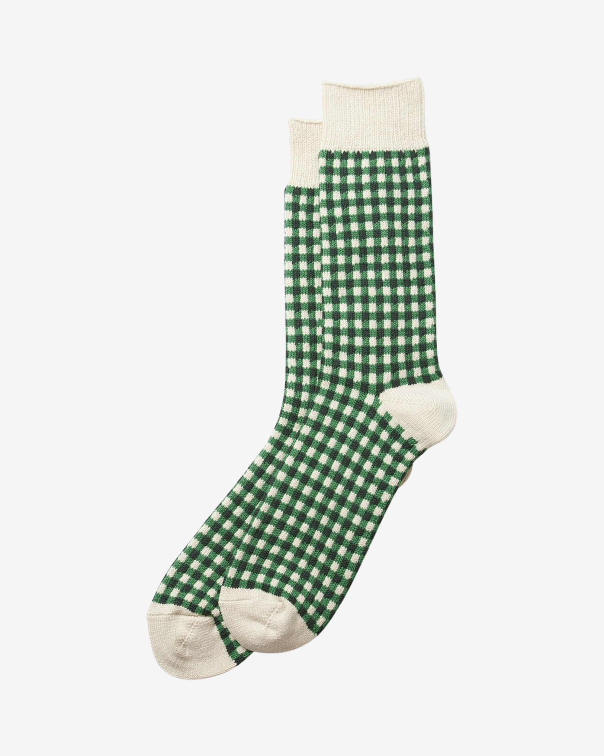 RoToTo Green Gingham Socks for Men & Women - Comfortable Cotton Casual Socks for Everyday Wear, Office, and Outdoor Activities