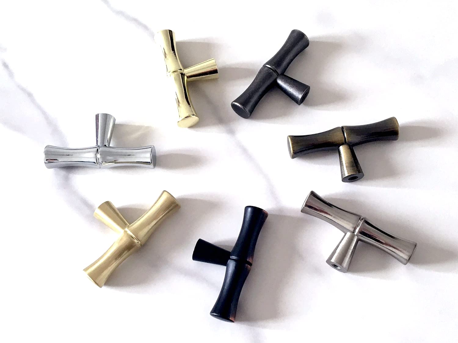 Brushed Bronze Bamboo Drawer Pulls - Cabinet Handles for Kitchen & Dresser