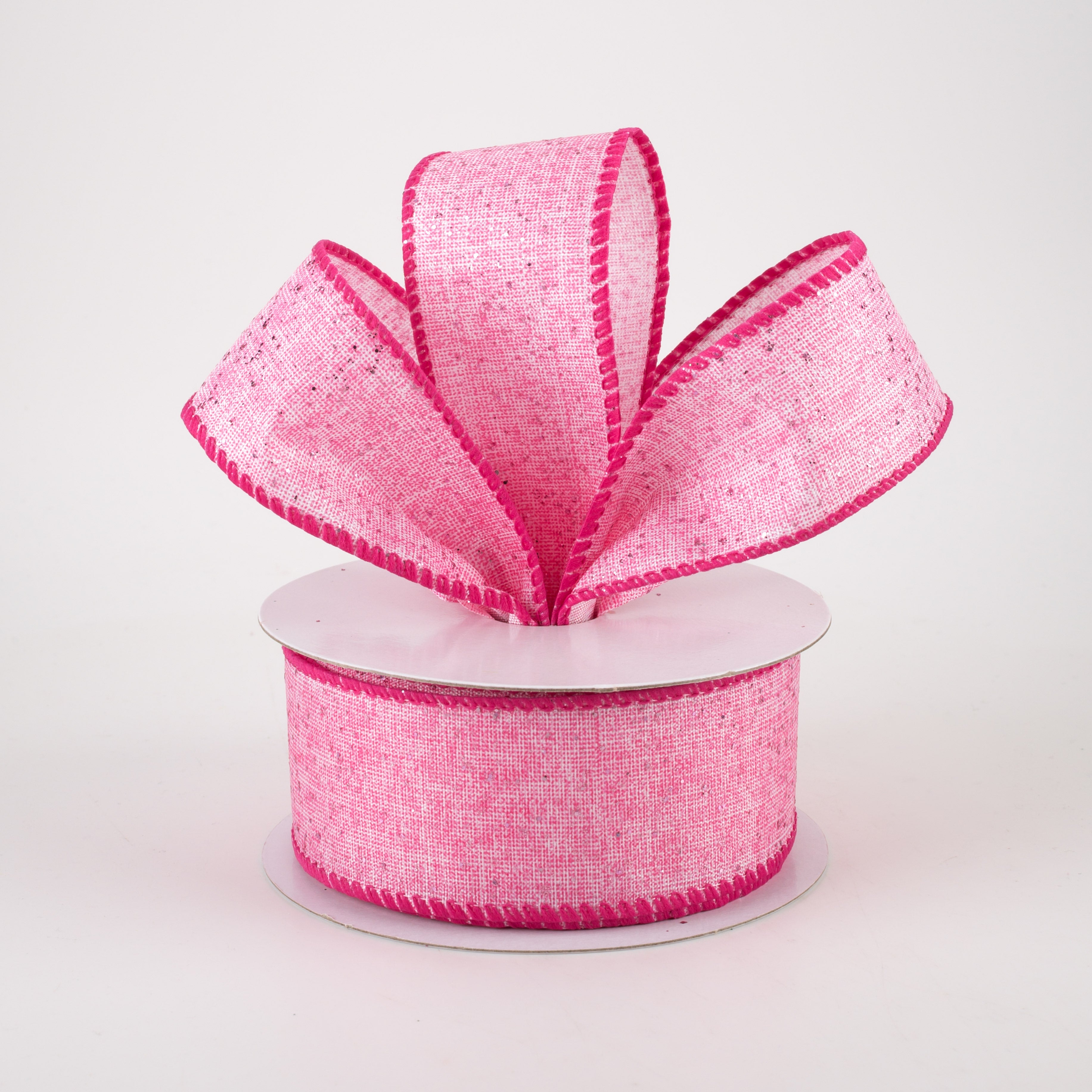 1.5 Inch Glitter Printed Muslin Ribbon - Pink (10 Yards) for Gift Wrapping, DIY Crafts, Party Decorations & Scrapbooking