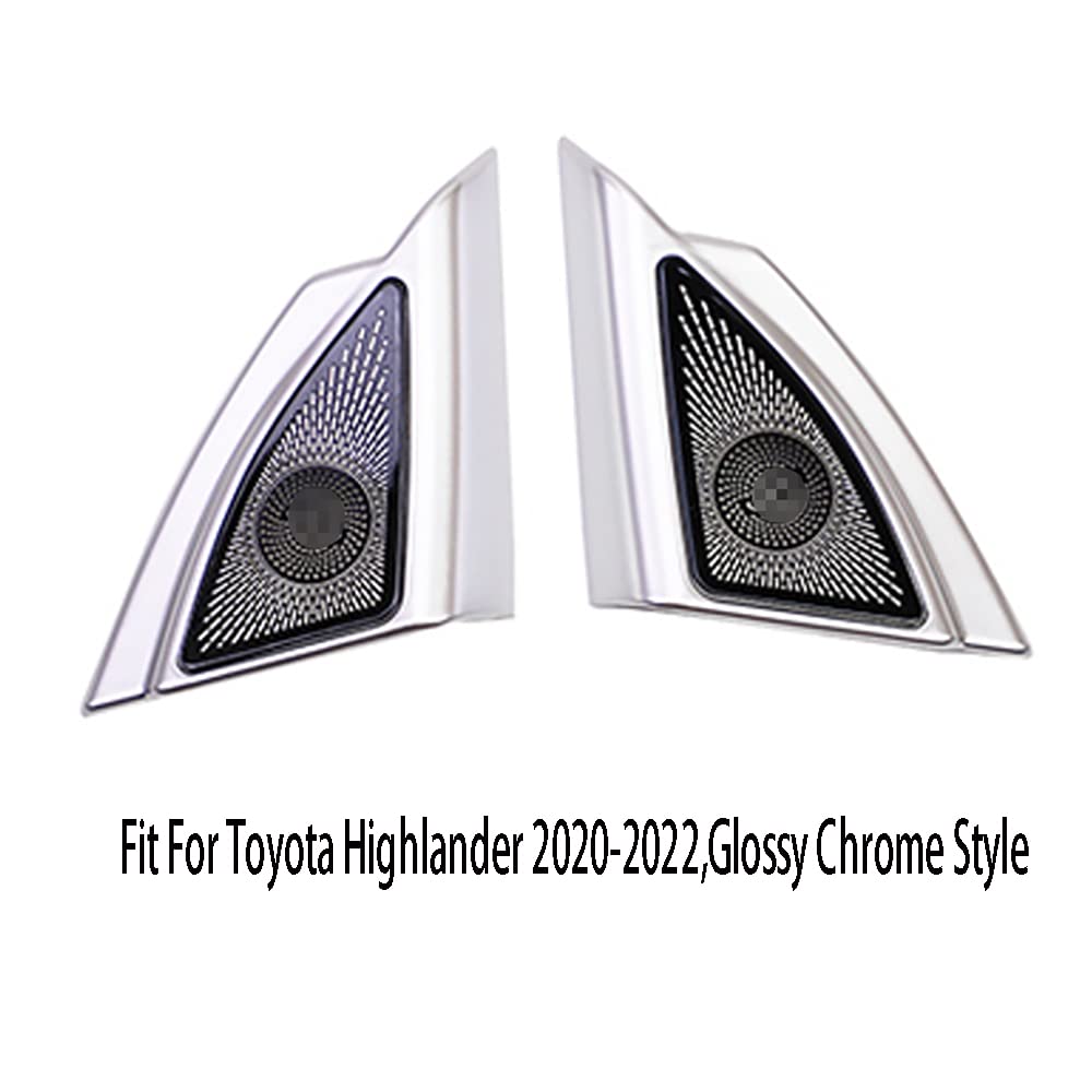 Premium Car Interior Door Speaker Trim Decals for Toyota Highlander 2020-2025 - Glossy Chrome Style (2-Pack) | Enhance Audio & Protect Windows | Perfect for Car Upgrades & Customization