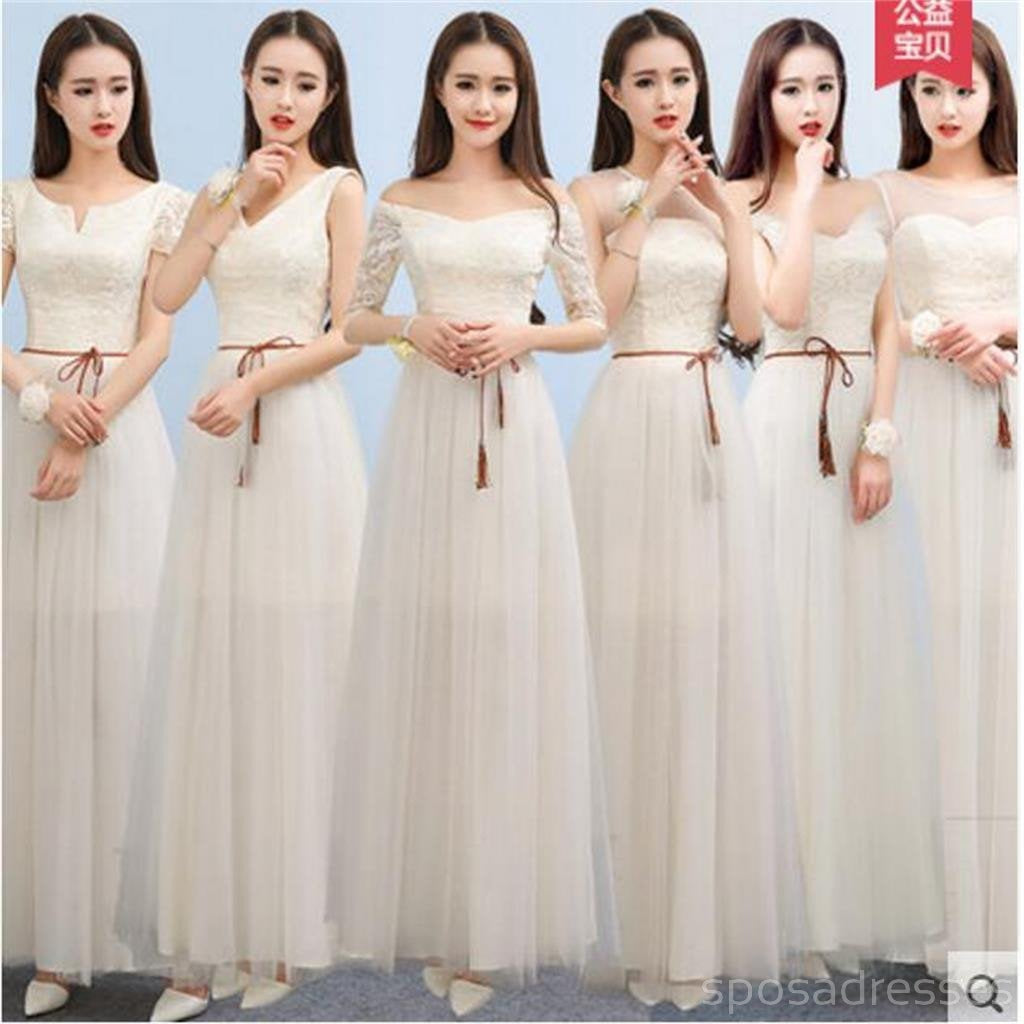 Elegant Mismatched Lace Tulle Long Bridesmaid Dresses - BD009 | Perfect for Wedding Parties, Formal Events & Special Occasions