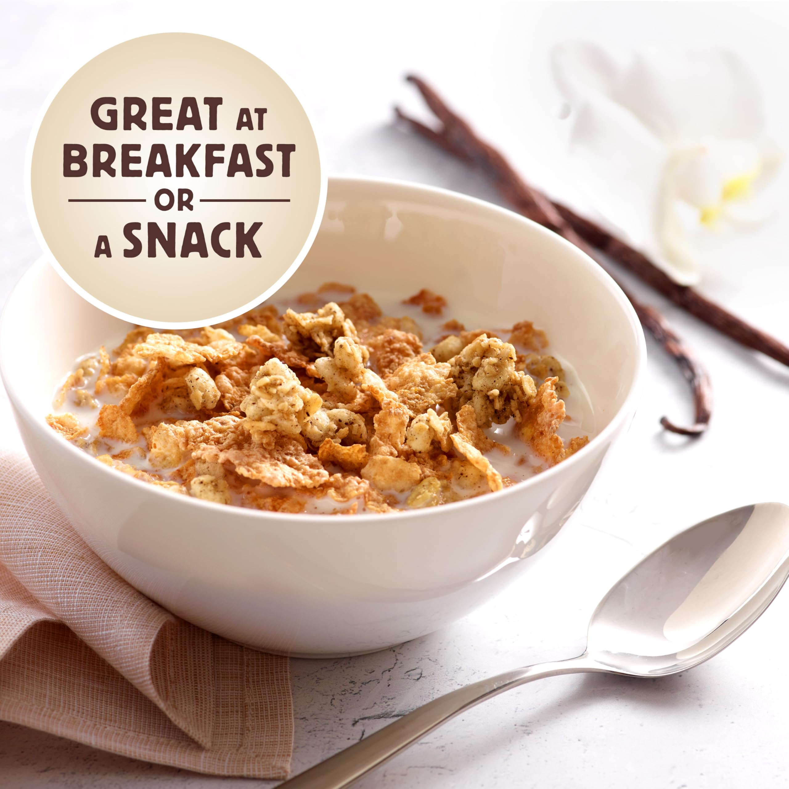 Honey Bunches of Oats Vanilla Cereal - Crunchy Oat & Granola Clusters Breakfast Cereal, 12 oz Box - Perfect for Quick Breakfast, Snacks & Healthy Eating