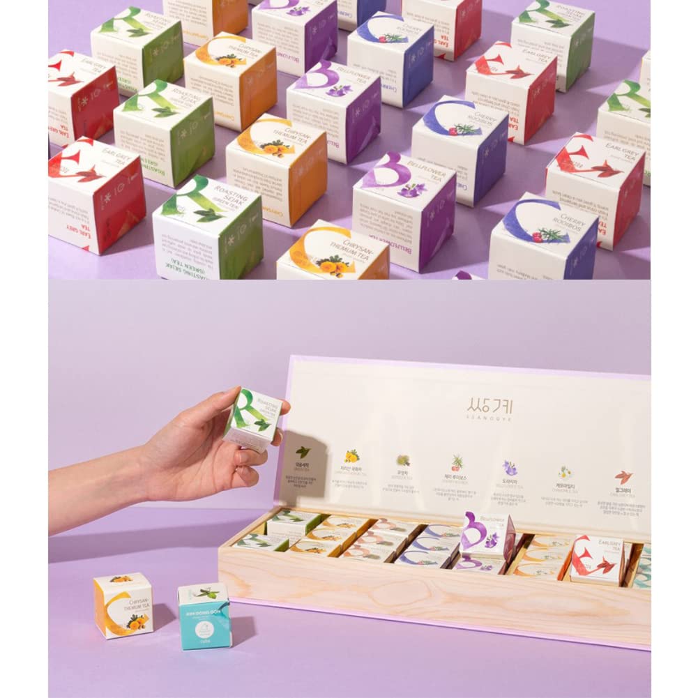 Premium Wooden Tea Bag Organizer Box - Holds 24 Tea Bags - Elegant Gift Set for Tea Lovers - Perfect for Home, Office & Kitchen Storage