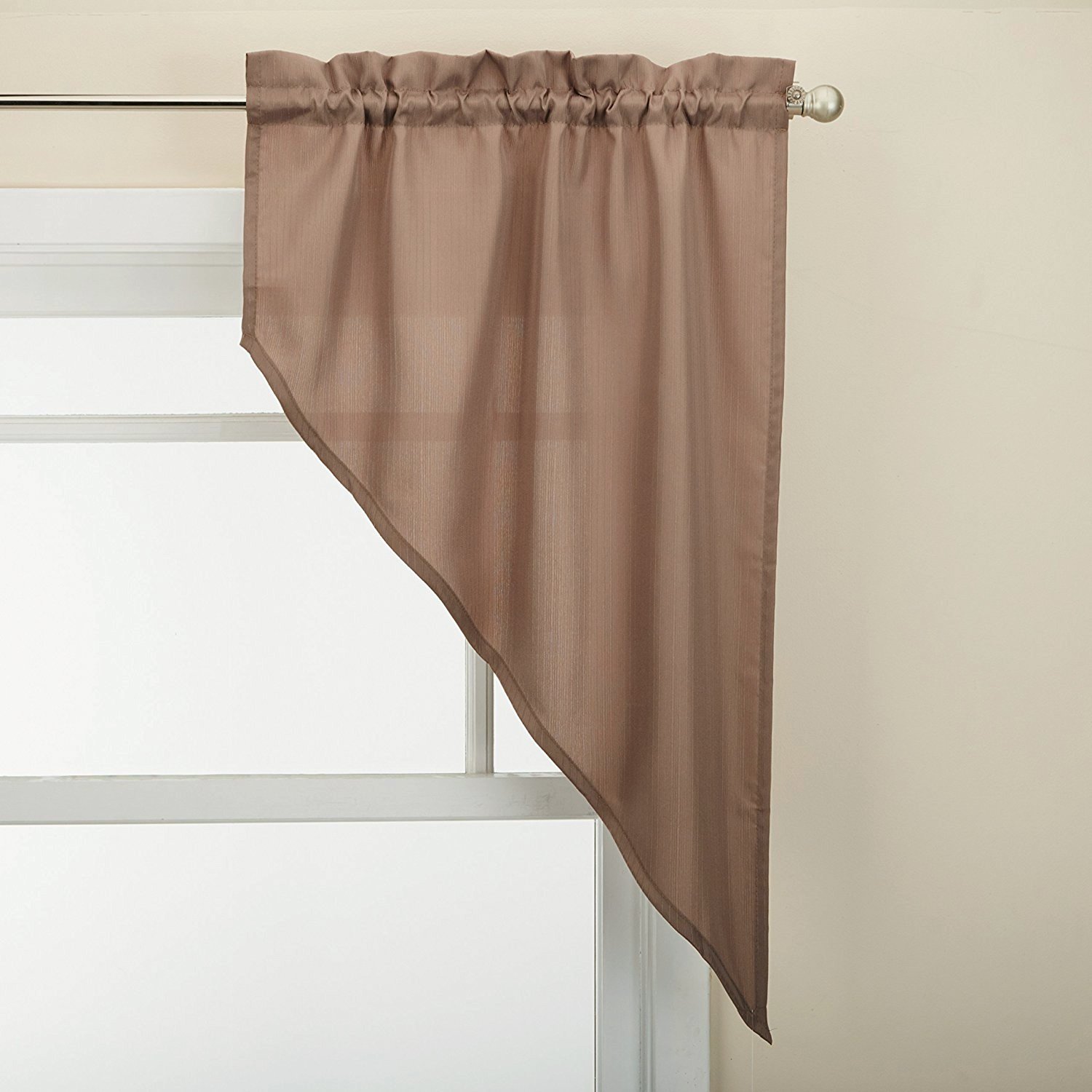 Stylish Taupe Ribcord Kitchen Window Curtain - Tier, Swag & Valance Treatment for Modern Home Decor | Perfect for Farmhouse, Cottage & Apartment Kitchens