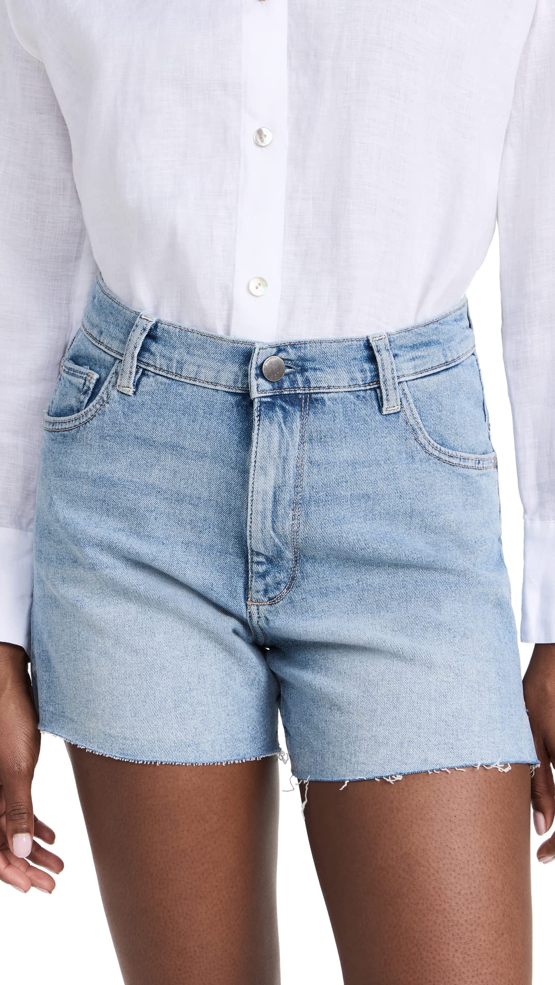 DL1961 Women's Zoie Relaxed Vintage Denim Shorts - High Waisted Distressed Jeans for Summer Casual Wear & Beach Outfits