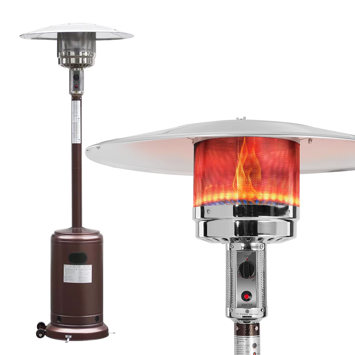 Kezato 48,000 BTU Bronze Outdoor Propane Patio Heater - 87 Inch Tall Commercial & Residential Backyard Heating for Restaurants, Decks, and Outdoor Gatherings