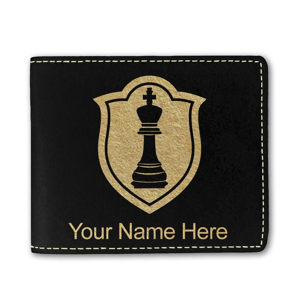 Personalized Faux Leather Wallet for Men - Custom Engraved Chess King Design - Perfect Gift for Father's Day, Birthday & Travel Accessories