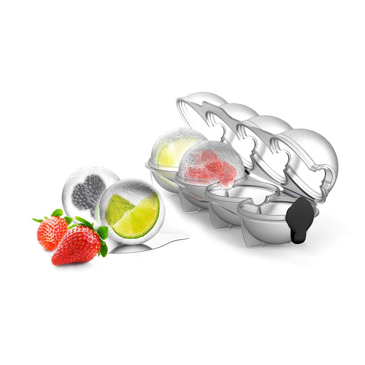 Premium EZ Fill Ice Ball Tray Set of 2 - Large 2.5 Inch Round Ice Molds for Whiskey, Cocktails & Bourbon - Perfect for Home Bars, Parties & Gifts