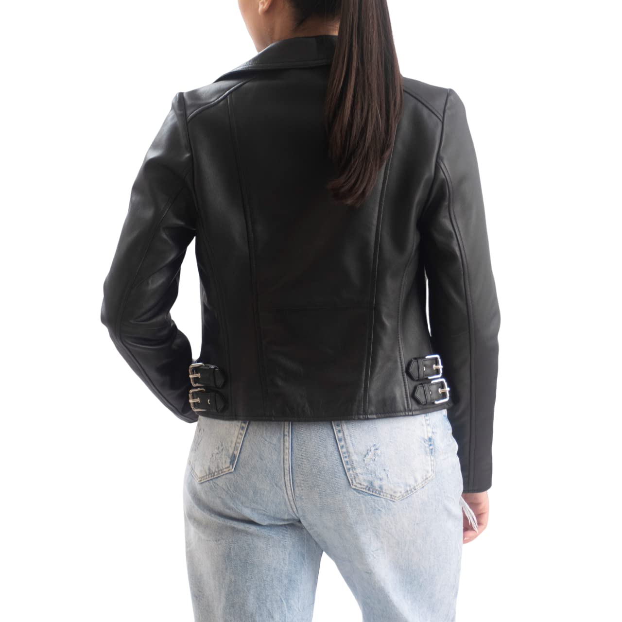 Sophie Classic Women's Genuine Lambskin Leather Biker Jacket – Stylish Outerwear for Motorcycle Riding, Casual Wear & Fashion Outfits