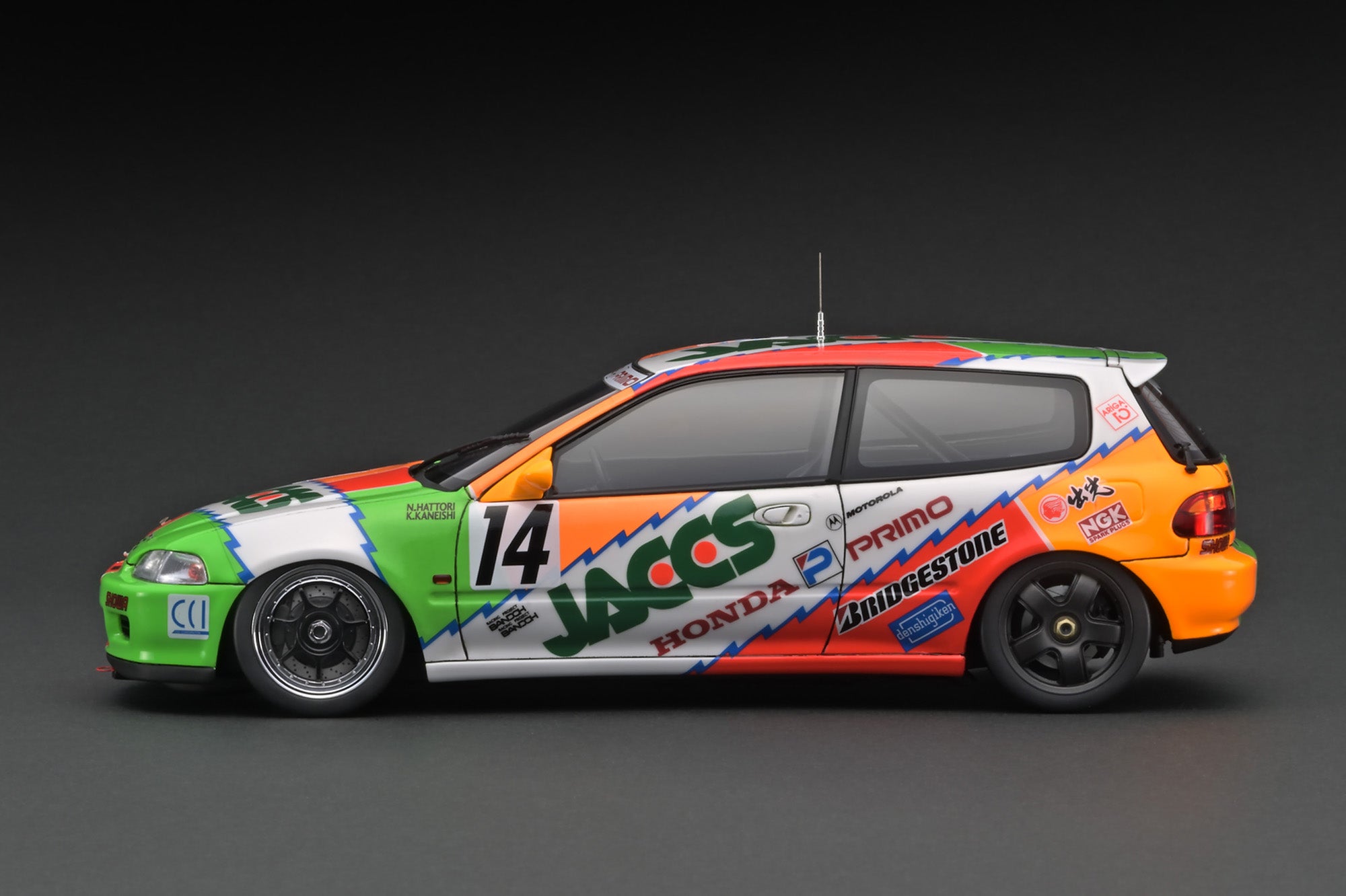 1:18 Scale Honda Civic EG6 1993 JTC #14 JACCS Diecast Model Car - Collectible Racing Replica for Display & Gifts - Perfect for Car Enthusiasts & Model Collectors