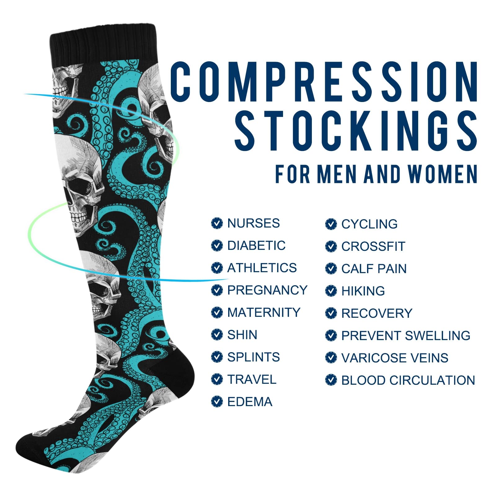 Fisyme Compression Socks for Women & Men - Warm, Comfortable Athletic Crew Socks for Running, Hiking, Cycling - Perfect for Workouts, Sports & Outdoor Activities