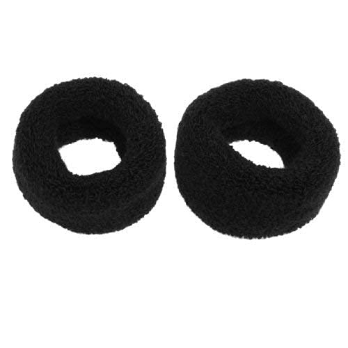 12 Pack Thick Black Cotton Wool Hair Bands for Women - Ponytail & Bun Holders - Soft Stretchy Hair Ties for Daily Use, Workouts & Styling