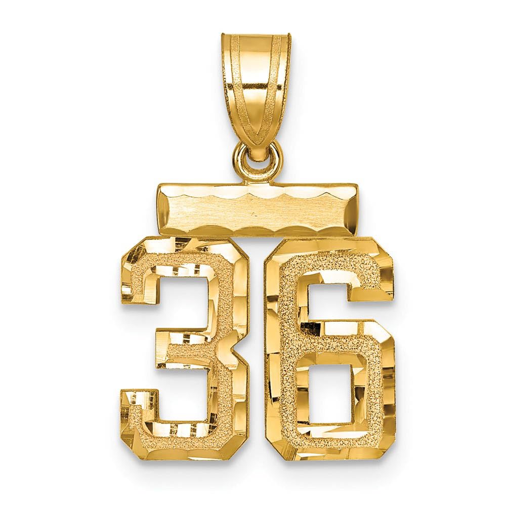 The Black Bow 14k Yellow Gold Varsity Collection Small D/C Pendant Number 36 - Perfect for Graduation Gifts and Everyday Elegance