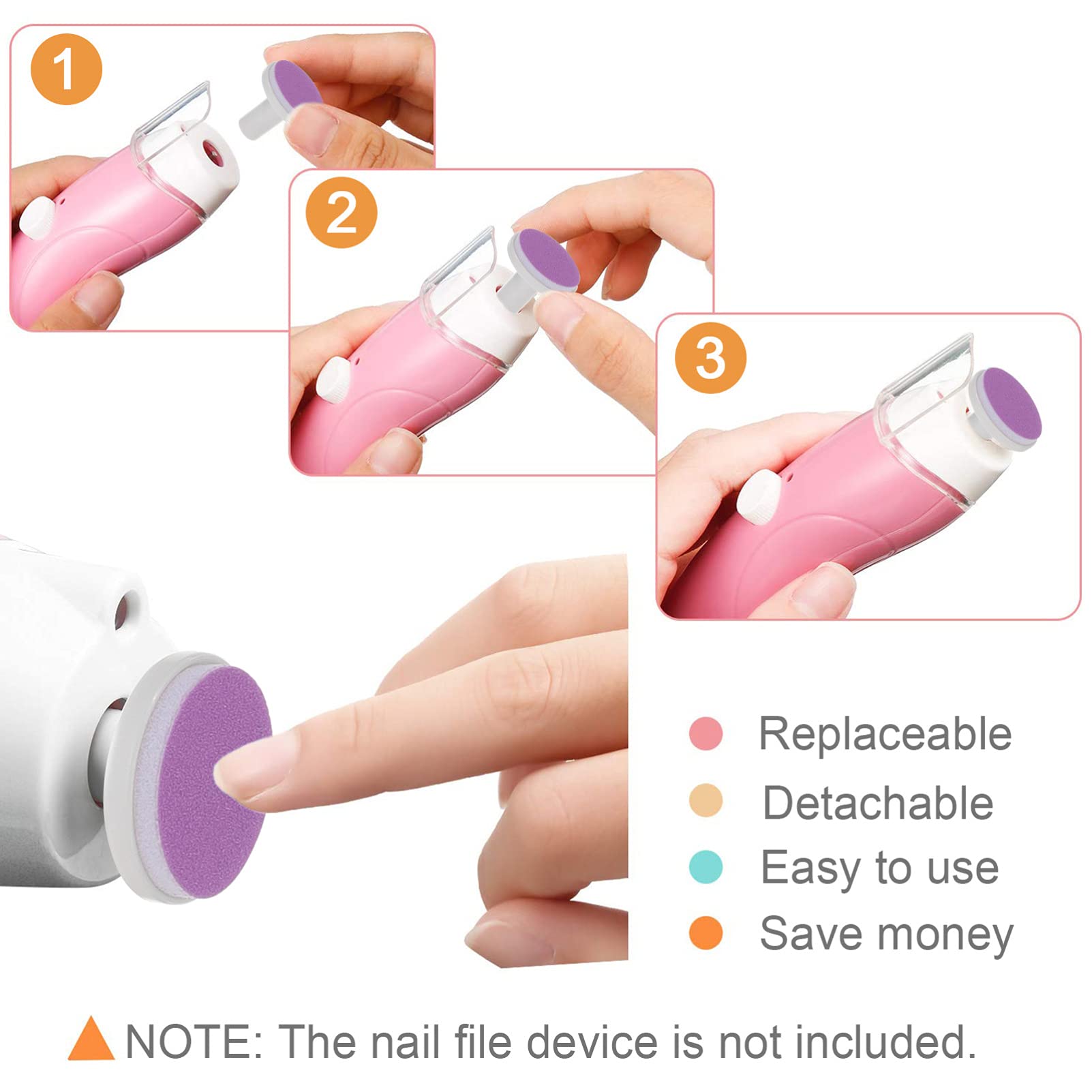 Healifty 24Pcs Baby Nail File Replacement Pads - Electric Nail Grinding Heads for Standard Baby Nail Trimmer - Safe for Newborn, Infant & Toddler - Gentle Nail Care for Smooth & Healthy Baby Nails (Perfect for Home Use & Travel)