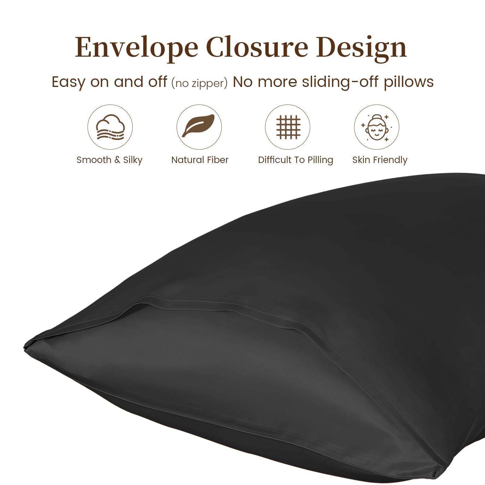 THXSILK 100% Natural Mulberry Silk Pillowcase for Hair and Skin Care - 19 Momme Luxury Silk Pillow Cover with Envelope Closure (King Size, Black) - Perfect for Beauty Sleep, Anti-Aging & Hair Protection
