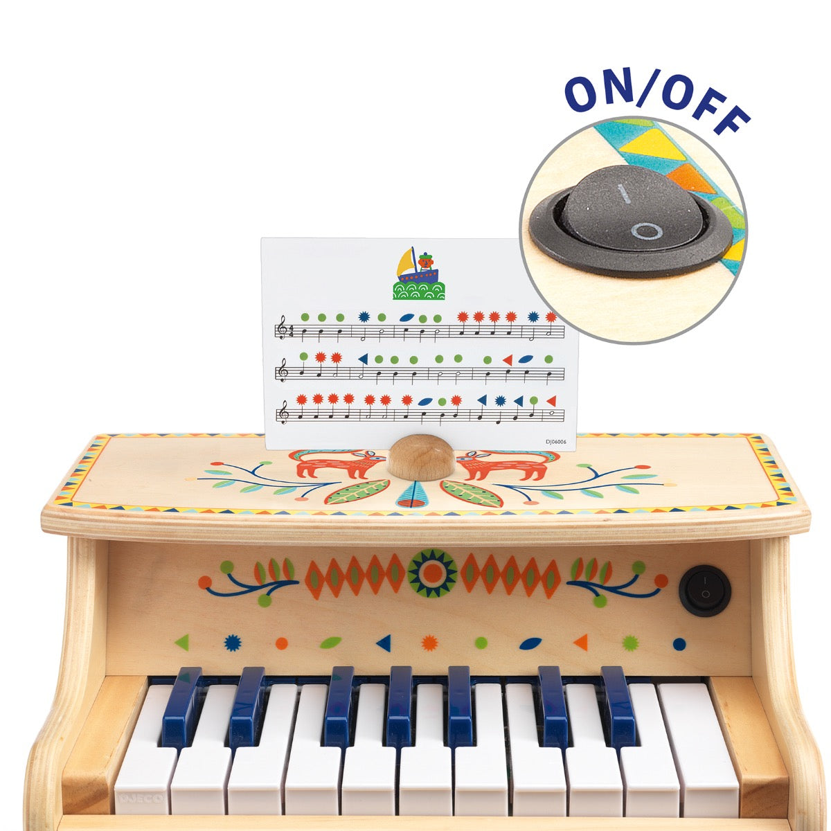 Djeco Animambo Electronic Toy Piano for Kids - Portable Musical Keyboard with Lights & Sounds - Perfect for Early Learning & Playtime Fun