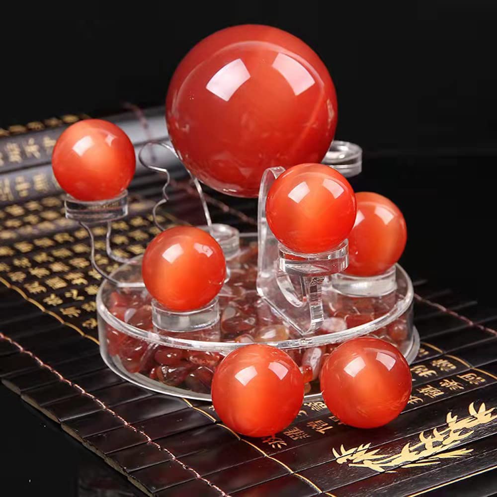 2 Inch Red Artificial Tiger Eye Crystal Baoding Balls - Stress Relief Hand Therapy Balls for Anxiety, Finger & Wrist Strengthening - Includes Carry Pouch & Gift Box - Perfect for Meditation, Office Stress Relief & Physical Therapy