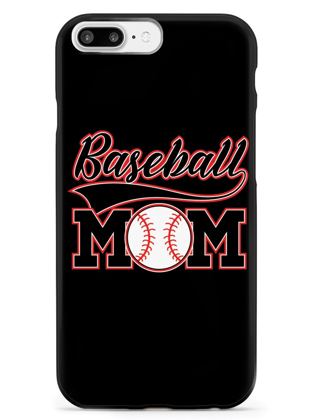 **Inspired Cases - iPhone 8 Plus Case, 3D Textured Protective Cover for Apple iPhone 8 Plus - Baseball Mom Design - Black - Perfect for Sports Fans & Everyday Use**