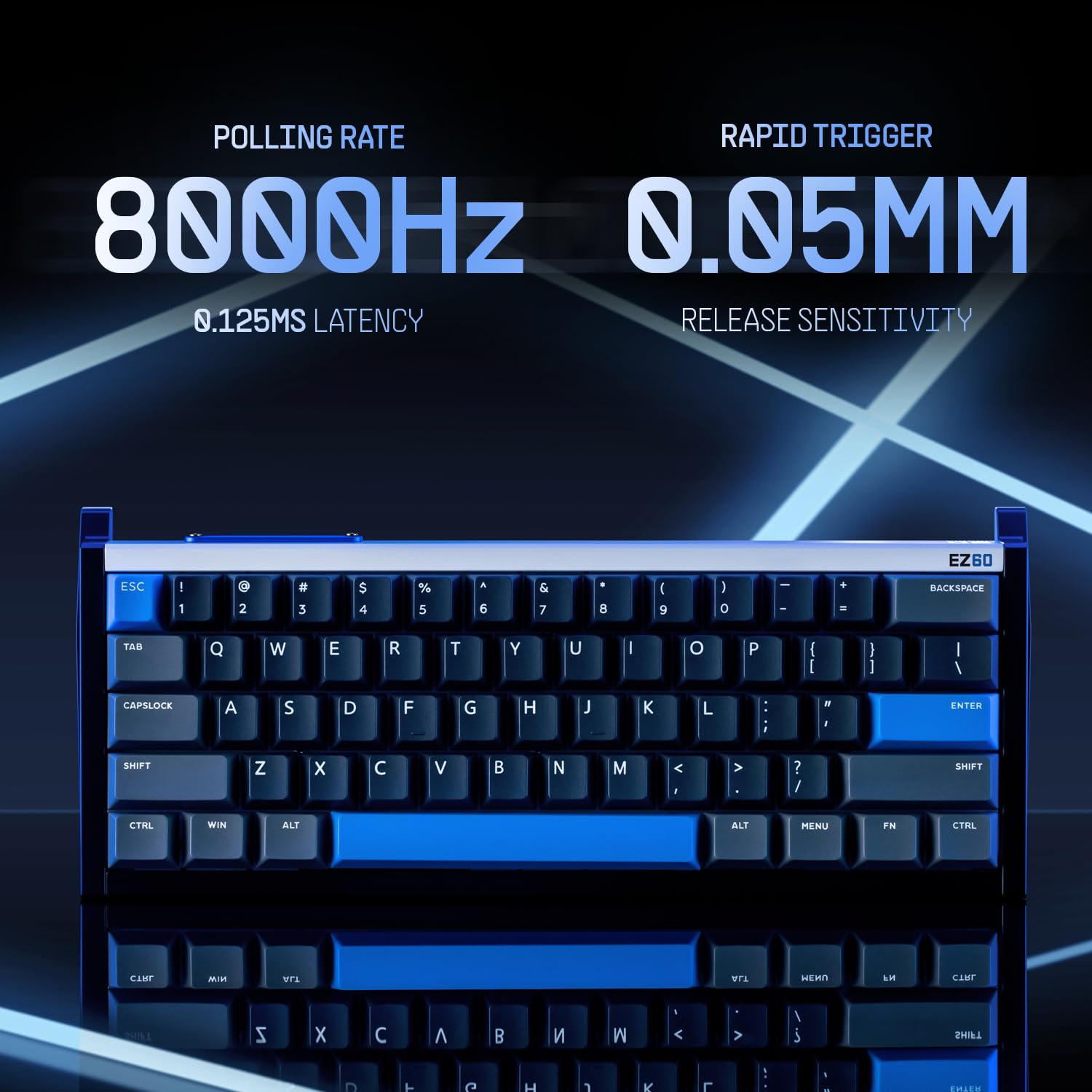 iQunix EZ60 60% RGB Mechanical Gaming Keyboard - 61 Keys with Star Trail Magnetic Switches, Rapid Trigger, Adjustable Actuation, Double Shot PBT Keycaps for PC/Mac - Perfect for Esports, Gaming & Office Work