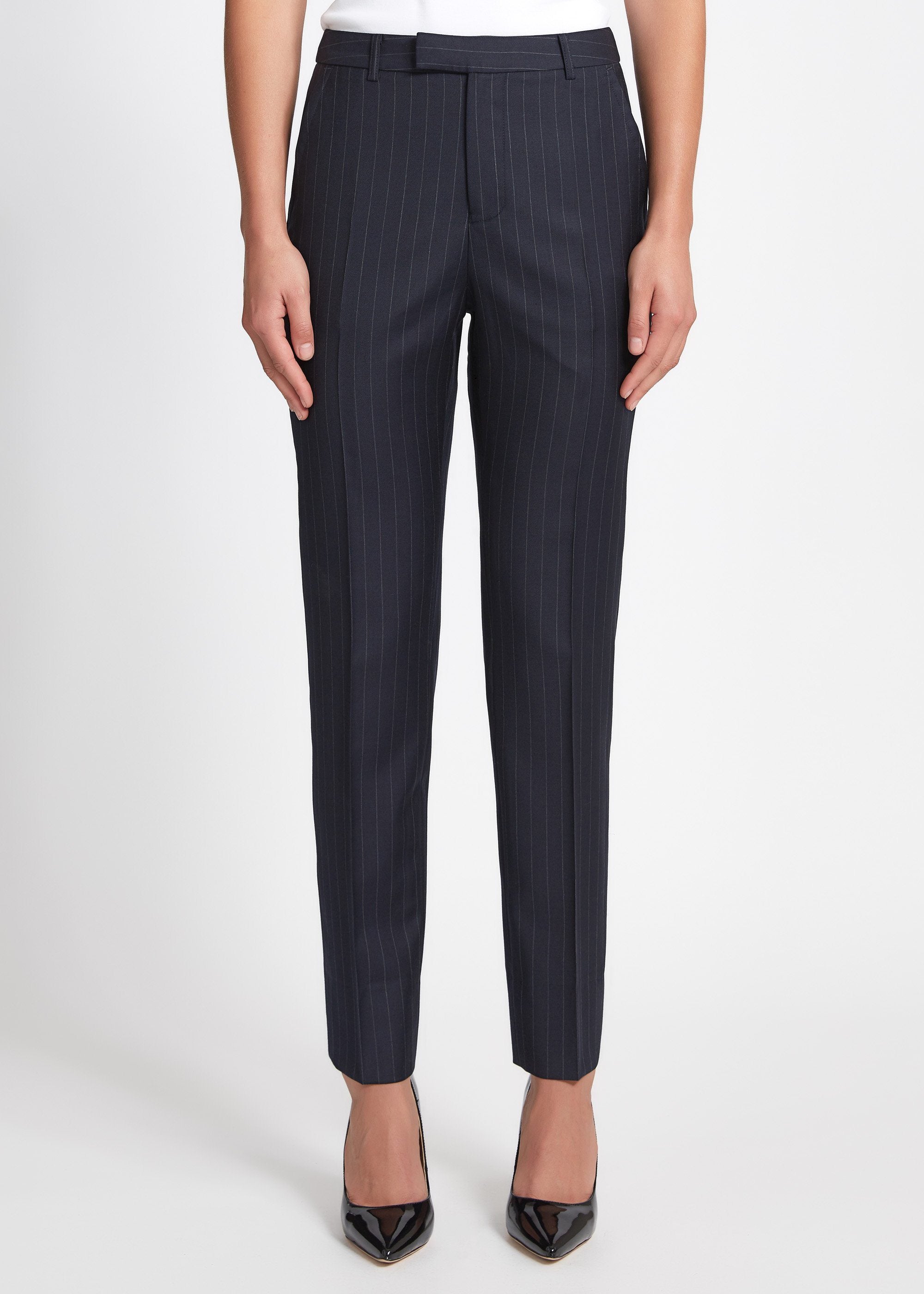 Ruby Pant Navy Chalk - Women's High Waisted Casual Pants for Work, Office & Everyday Wear