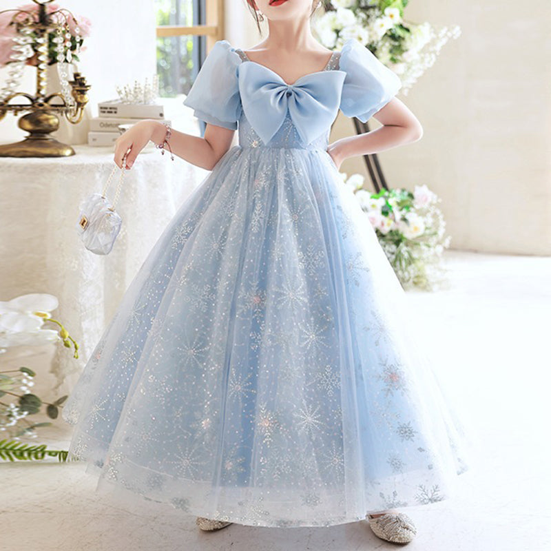 Adorable Baby Girl Snowflake Sequin Bow Dress - Toddler Pageant Gown for First Birthday Party, Christmas & Special Occasions